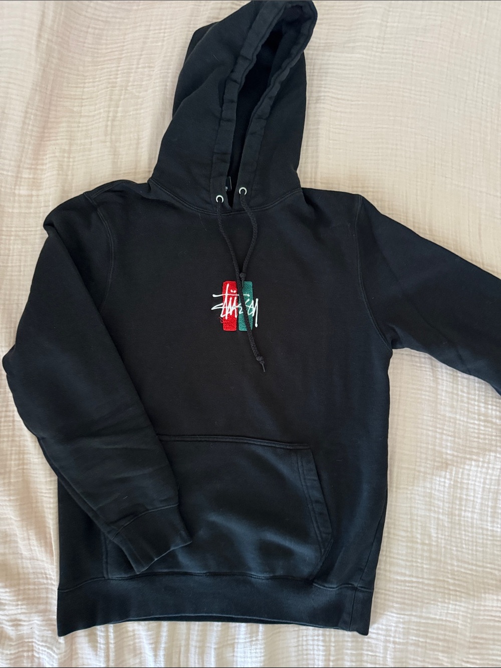 Stussy Men's Black Hooded Sweatshirt - Classic Pullover Hoodie
